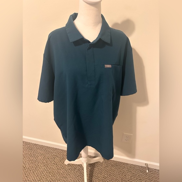Figs Other - FIGS Men’s Caribbean Blue Polo Scrub Shirt Size XXL
